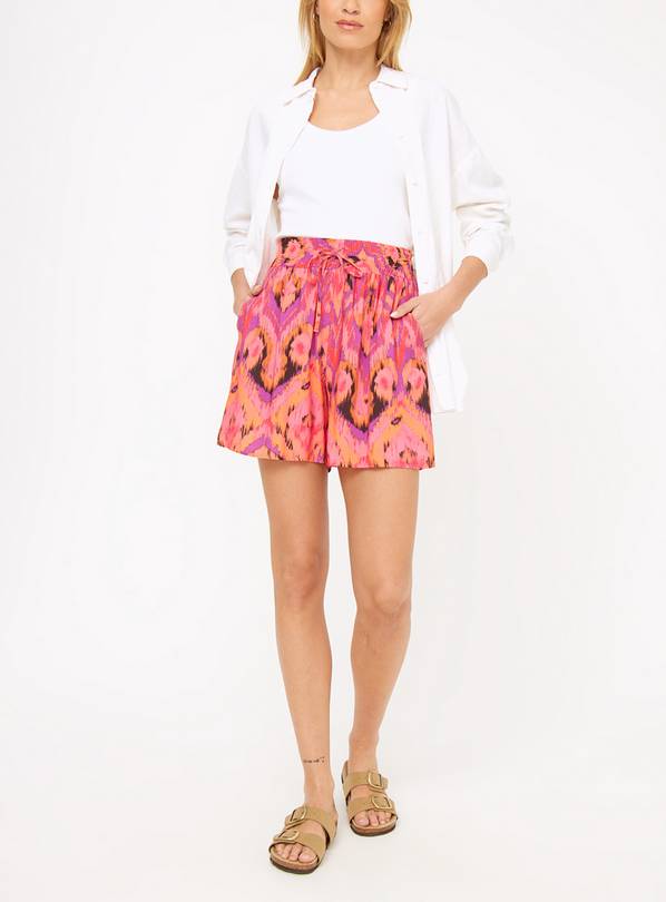 Pink Ikat Dye Woven Shorts  14